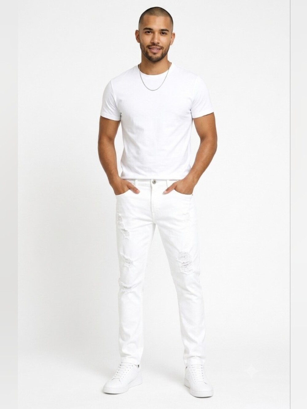 NWT Sz29x30 Men's White Slim Ripped Jeans - Classic Casual Style